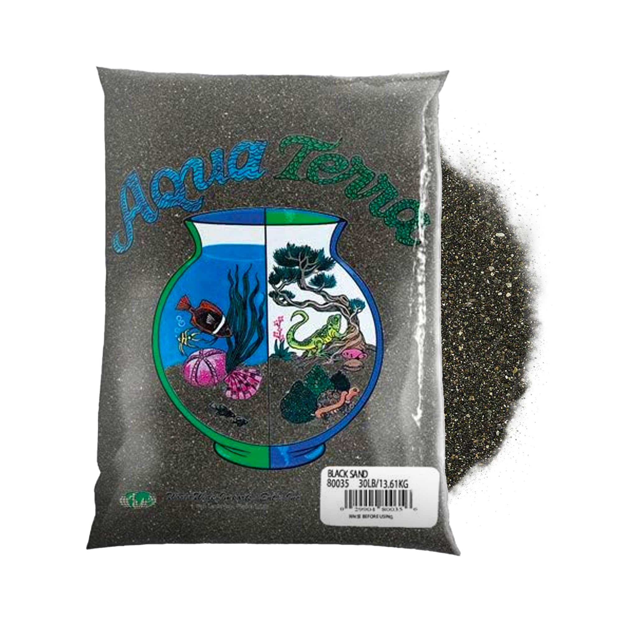 Nature's Ocean Aqua Terra Black Sand 5 lb Bag, Natural Aquarium Sand