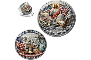 USA 250th Anniversary Commemorative Coin 1776-2026, Patriotic Landmarks Collectible Challenge Coin, America 250 Merchandise for Independence Day, Veterans & History Lovers