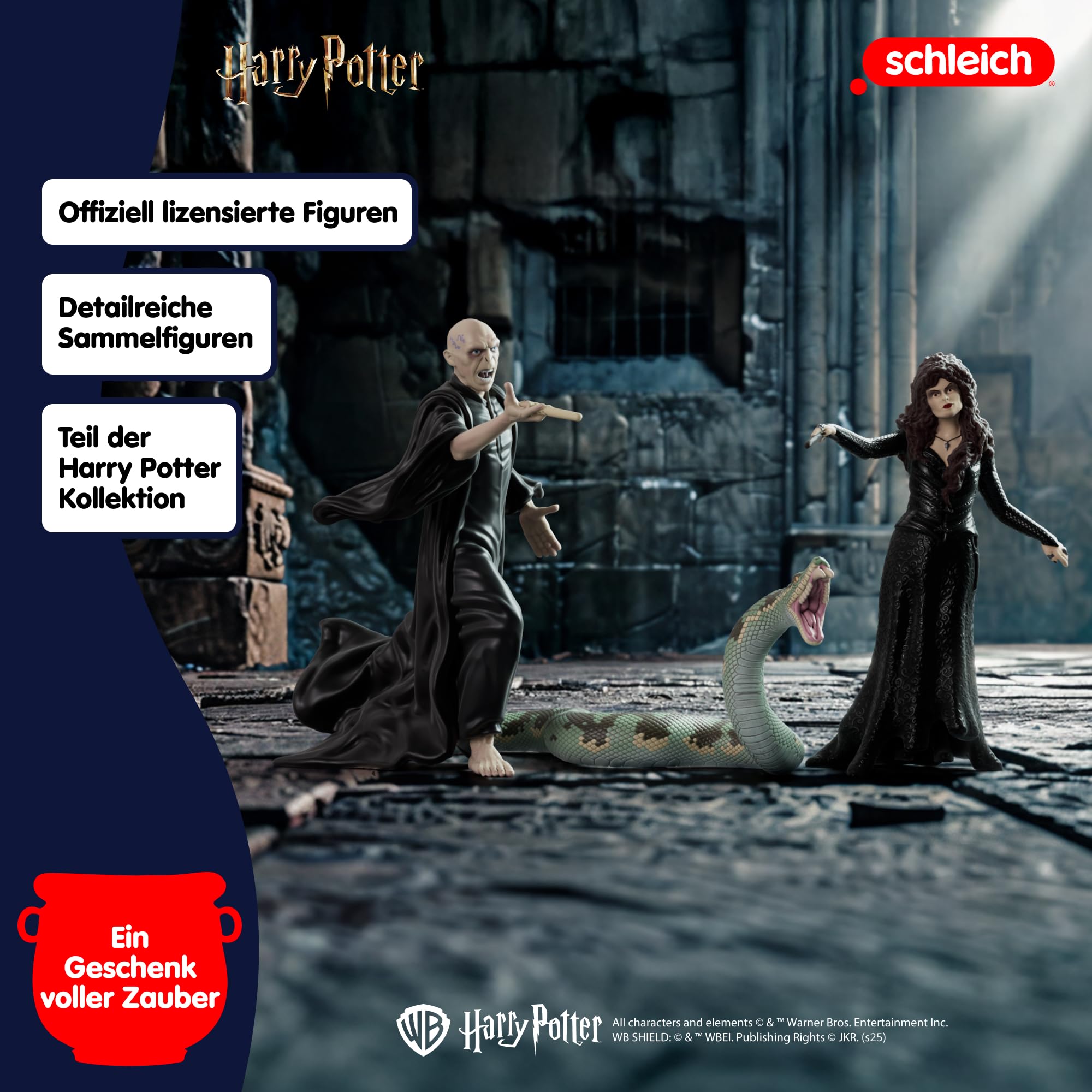 SCHLEICH Harry Potter | Lord Voldemort, Nagini & Bellatrix Lestrange 42684 | 2 bewegliche Figuren & Tierfigur | Sammelfiguren & Geschenk für Kids & Sammler | Spielfiguren ab 6 Jahren | 3-teiliges Set 7