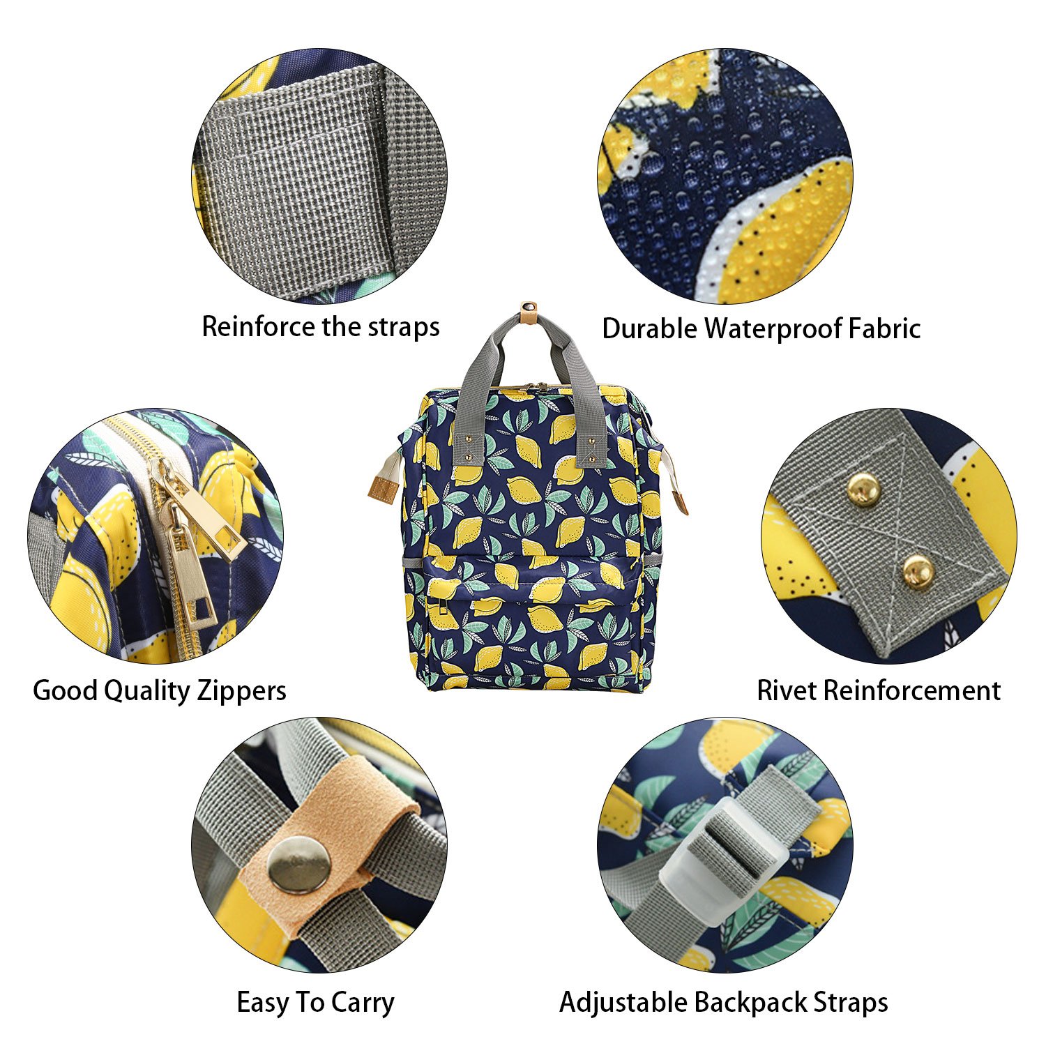 Diaper Bag Backpack, Cinsey Multi-Function Waterproof Travel Baby Bags with Insulated Pockets, Large Capacity, Stylish and Durable for Fashion Mom and Dad