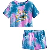 Topgal 100% Cotton Tie Dye Crop Top & Shorts Clothes Set Outfit for Big Girls Size 6-18