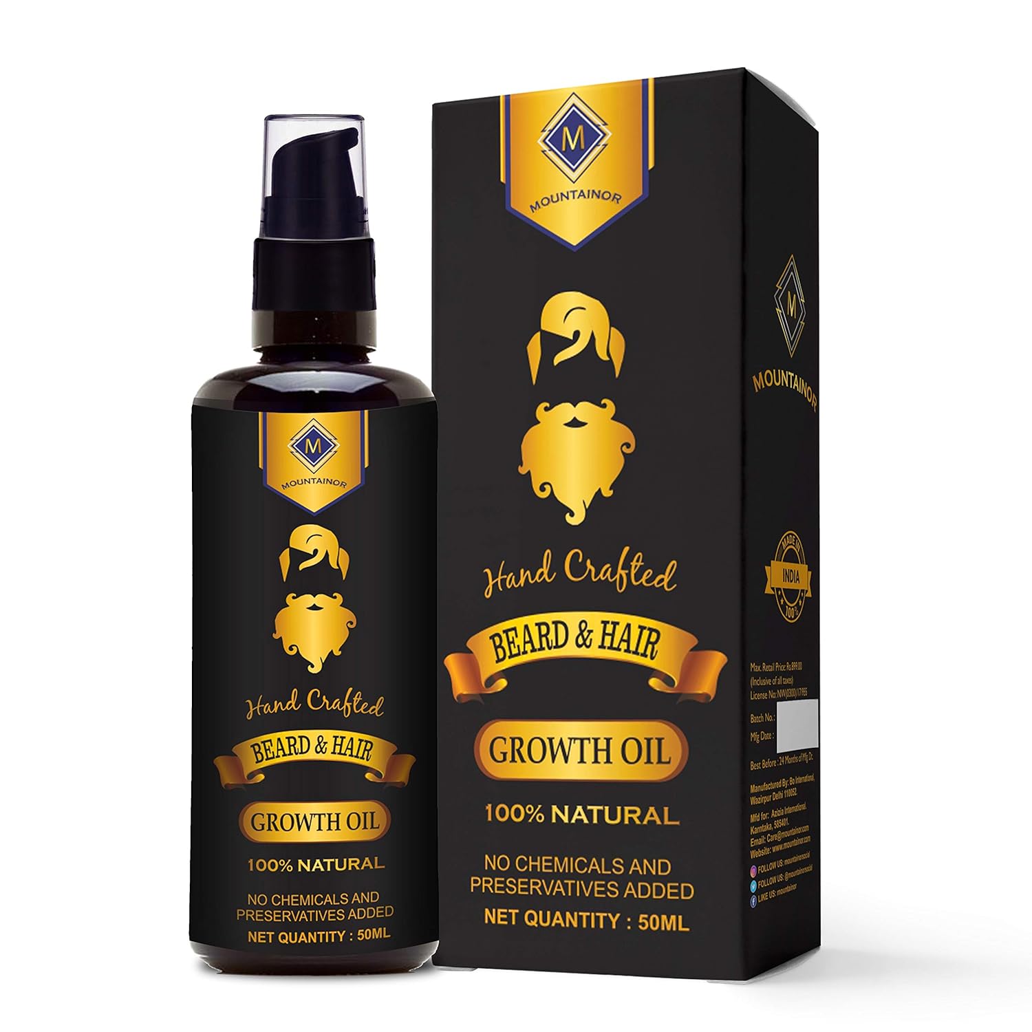 Mountainor Beard Mustache And Hair Growth Oil Premium 50ml For
