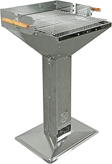 indoba IND-70532-SGCI Säulengrill"Cibus" - Edelstahl - Holzkohle Gartengrill, chrom, 68 x 51 x 95 cm
