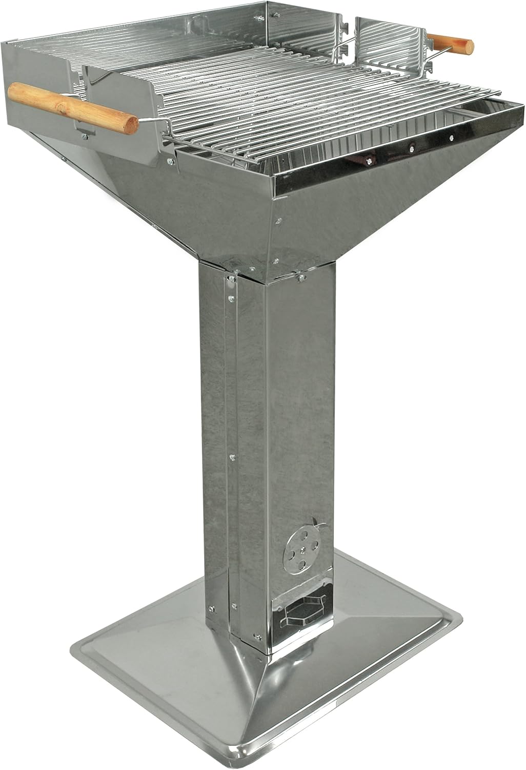 indoba IND-70532-SGCI Säulengrill"Cibus" - Edelstahl - Holzkohle Gartengrill, chrom, 68 x 51 x 95 cm