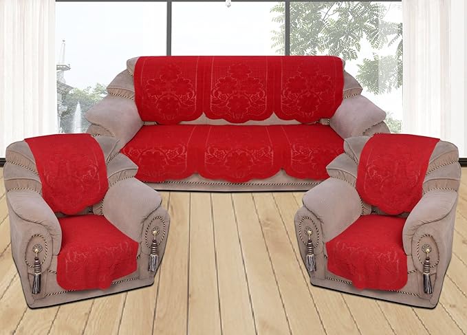 Yellow Weavestm 6 Piece Red Sofa & Chair Cover Set