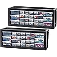 IRIS USA Plastic Drawer Storage Organizer, 2-Pack, 26-Drawer Teacher Toolbox Bead Small Parts Organizer Cabinet for Hardware Crafts Nuts Bolts Tools Sticker Business Scrapbook Art Hobby Garage - Black