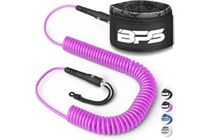 BPS 'Storm' 10ft Coiled Ultralite Premium Surf Leash SUP Surfing Leg Rope - Surfboard Neoprene Ankle Cuff (4 Colors)