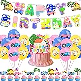 Cartoon Pig Birthday Party Supplies with 1Pcs Anime Pig Theme Banner,25 Pcs Caketoppers,18 Pcs Ballon for kids Birthday Baby Shower Party Decorations