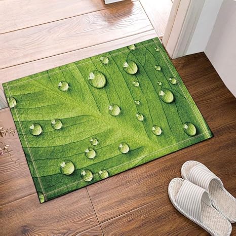Green Lover Rocío en las hojas verdes Alfombras de baño antideslizante