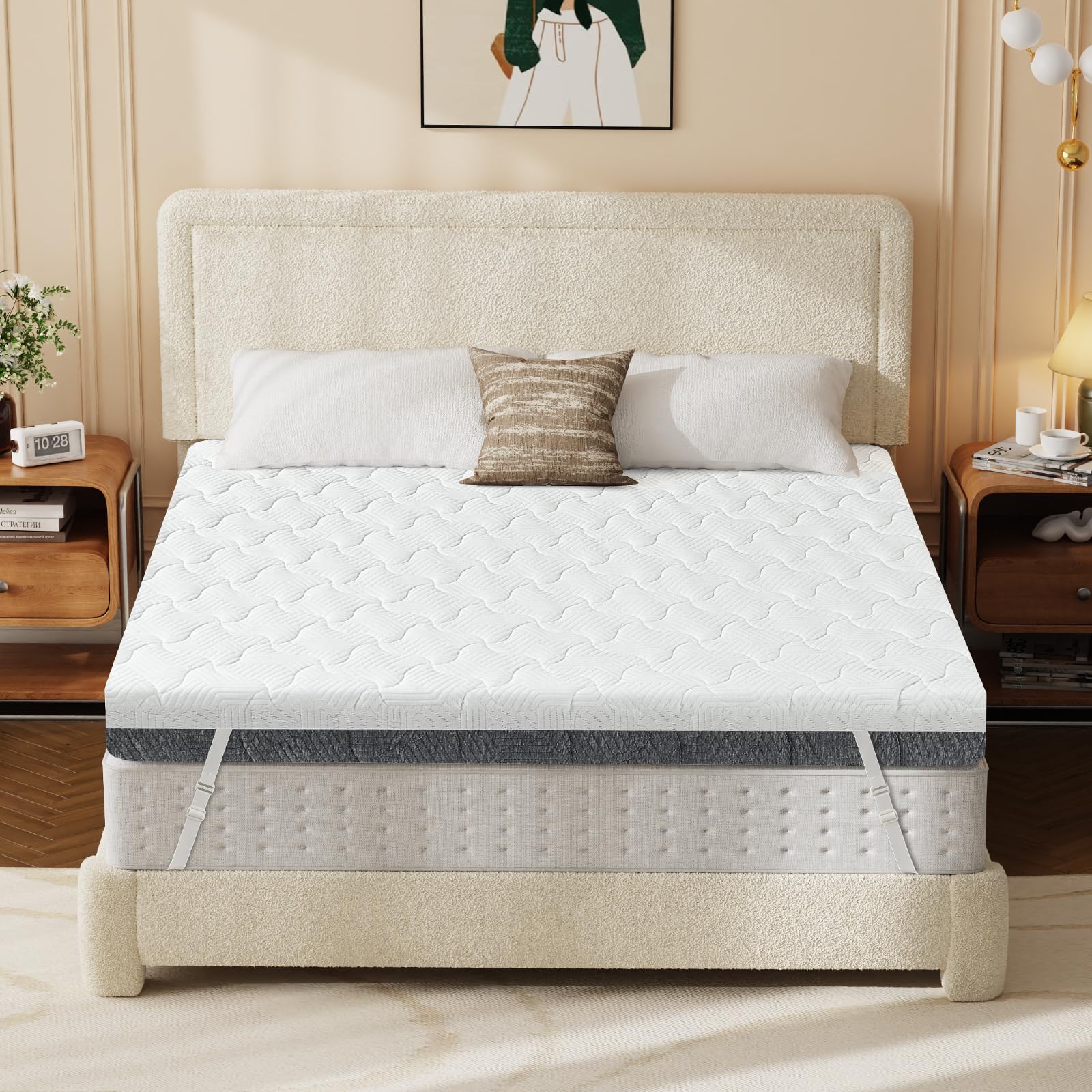 Photo 1 of Extra Firm Mattress Topper Queen Size 3 Inch, Firm to Extra Firm Mattress Pad with Dual Sides Flippable for Back Pain Relief, High-Density Support Bed Topper with Washable Cover,CertiPUR-US, 80" x 60"