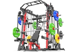 XGSW XINGESIWR Smith Machine，Multi-Function Squat Rack Power Cage with Cable Crossover System,with Optional Weight Bench, Olympic Barbell Weight Set, for Home Gym