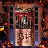 Preboun Halloween Carnival Decorations Halloween Door Cover Circus Ticket Booth Prop Creepy Carnival Door Banner 71'' x 35'' Entrance Scary Bloody Backdrop for Party Photo Background(Skeleton)