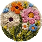 Latch Hook Rug Kit Abstract Cute Wild Flower Easy for Beginners Round Shape Carpet Crochet Yarn Craft Mini Rug DIY Hook and Latch Little Tapestry for Home Decor 30x30cm
