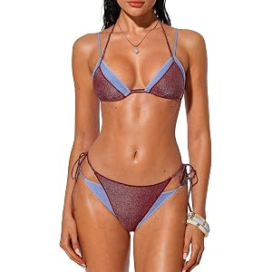 SUUKSESS Women Sexy Triangle Bikini Set Halter String Two Piece Swimsuit