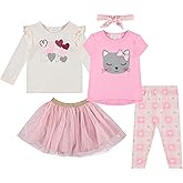 BTween Girls 4 Piece Outfit Set Stylish, Fun, and Versatile Includes Tops, Skirt, and Leggings