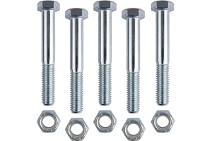 LIKELION 5 Pack - Grade 2 Shear Bolts for Rotary Cutters with Nylock Nuts，1/2" x 3-1/2" (Grade 2)