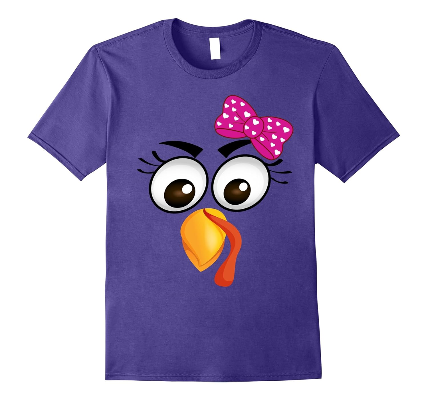 Turkey Face Girl Pink Bow T Shirt-ANZ