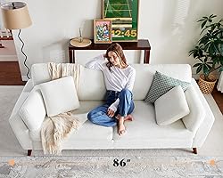 AMERLIFE Sofa, 86 Inch Modern Couch with 4 Throw