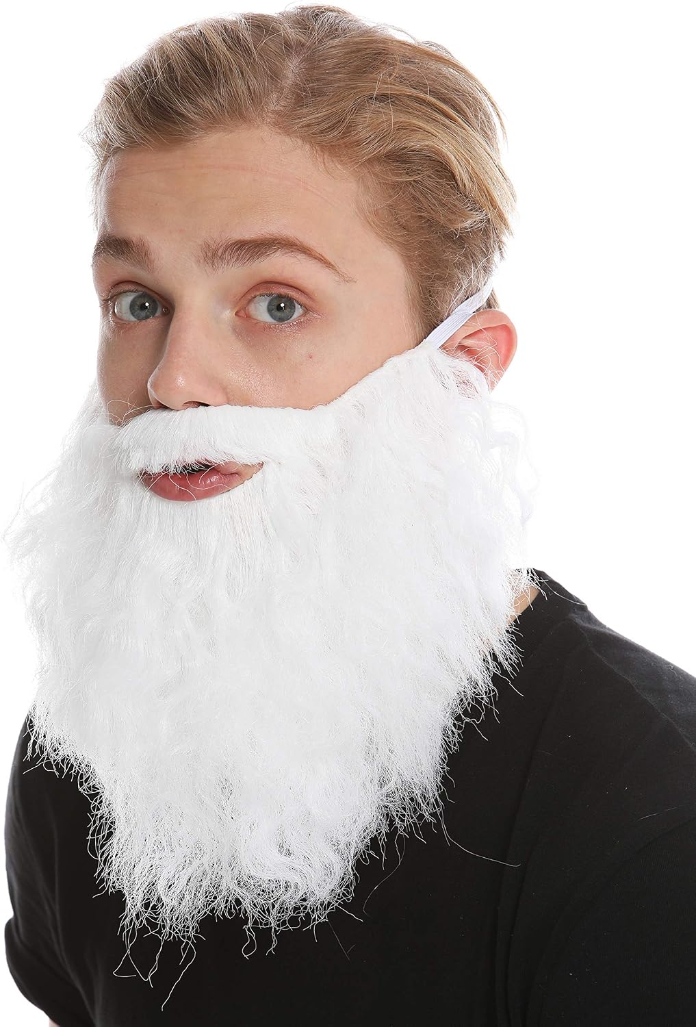 WIG ME UP - 9537B-P60 beard full beard white carnival Halloween Hipster robber bandit Prophet Moses God, White (P60), **Adult**