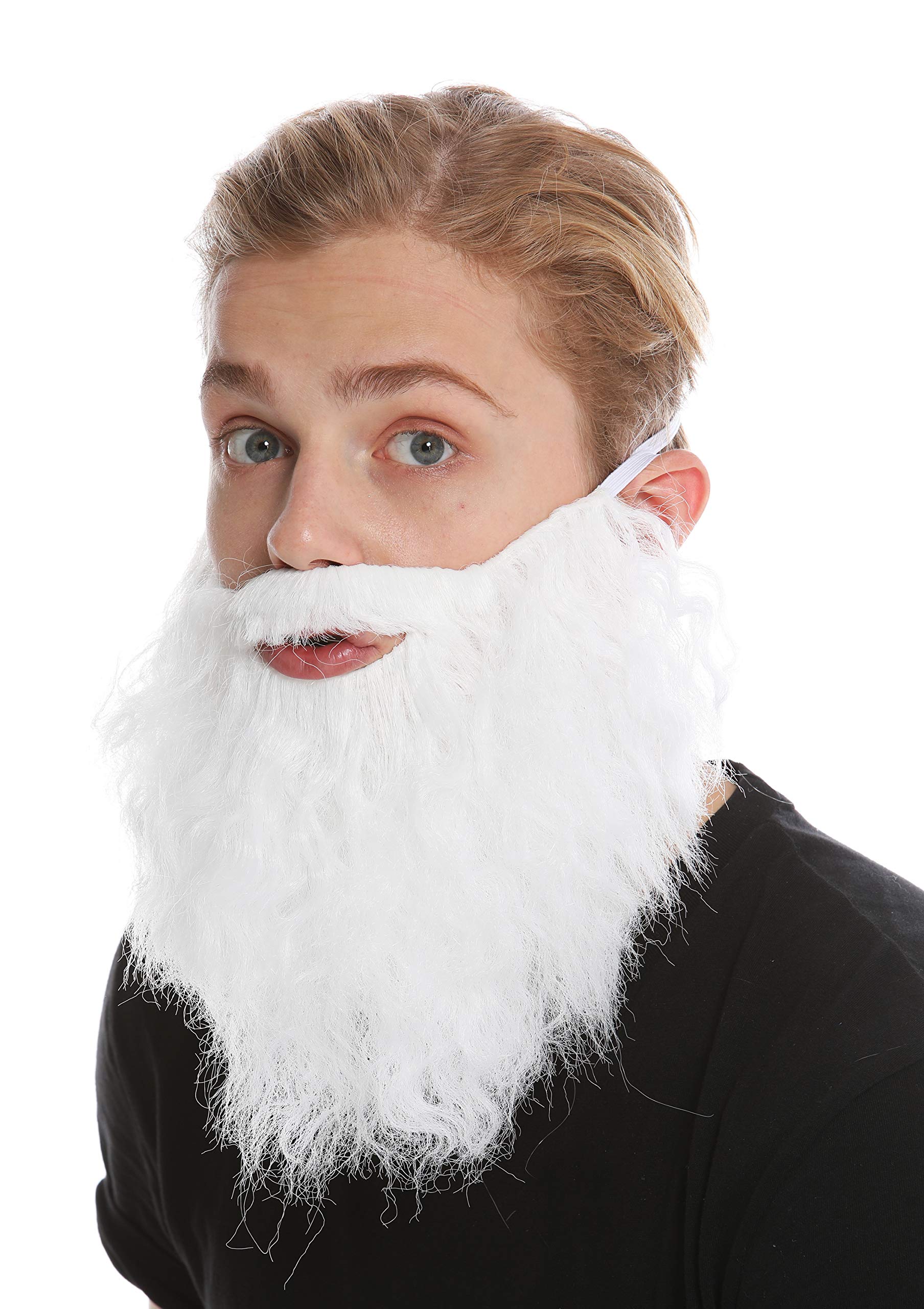 WIG ME UP - 9537B-P60 beard full beard white carnival Halloween Hipster robber bandit Prophet Moses God