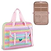 Smasrob Dance Garment Bags for Dancers with Multiple Pockets and Hanging Loops, Dance Costume Garment Bag for Girls, Pink