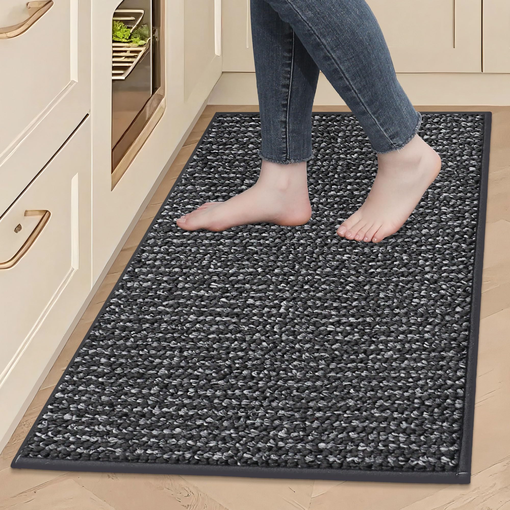 Photo 1 of BEQHAUSE Kitchen Rugs 24"x36", Non-Slip Kitchen Mats for Floor, Super Absorbent and Stain Resistant Kitchen Rugs, Machine Washable Rugs for Kitchen, Hallway, Laundry & Sink, Charcoal