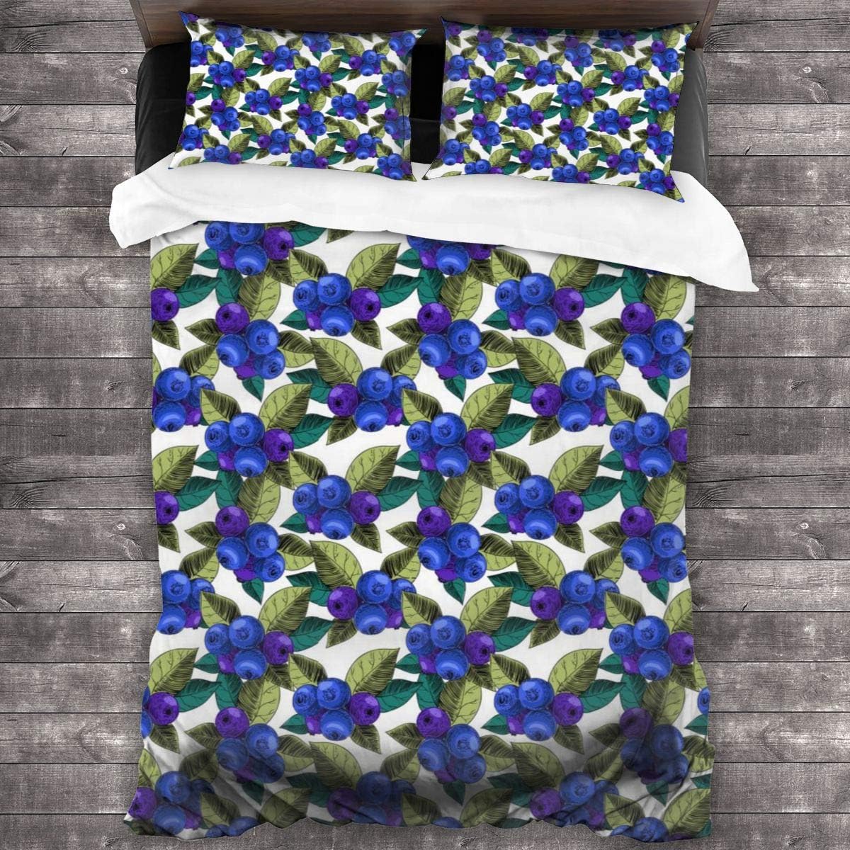 LALABULU Blueberry Berries 3Piece Bedding Set Brushed