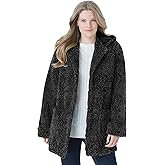 Woman Within Plus Size Short Hooded Berber Fleece Jacket