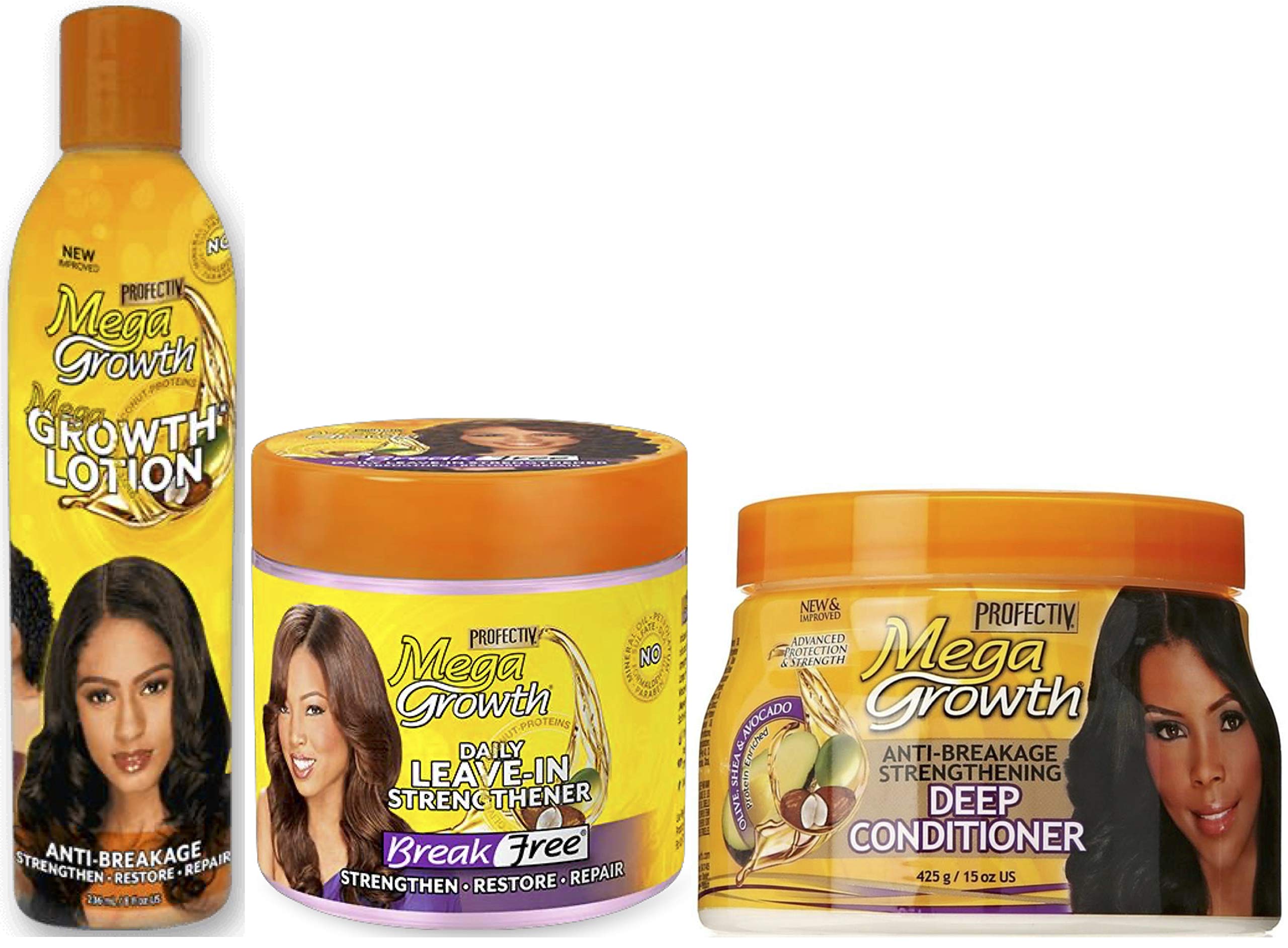 Profectiv Mega Growth Anti-Breakage Growth Lotion, Daily Leave-In Strengthener & Deep Conditioner (Set of 3)