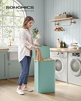 SONGMICS 90L Laundry Basket with Lid Mint Green 42x32x70.5 cm view 2
