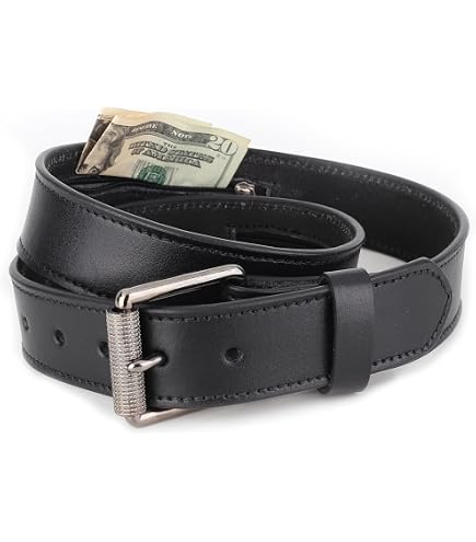 CloseoutZone Leather Money Belt (Black) 38 - Zippered Inside