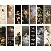 Hafhef 14Pcs Artistic Gothic Bookmarks, Dark Academia Bookish Gifts for Men | Aesthetic Bookmarks Bulk, Cool Double Sided Boo