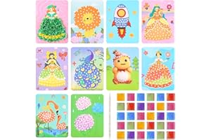 DRAGONFLYDREAMS Creative Puzzle Puncture Painting - Fabric Art Frenzy, Paper Craft Kit for Kids, Poke Art DIY Toys Childhood Infinite Dream Hand-Painted - 10 Sheets DIY Poking Drawing Dress Up Boards