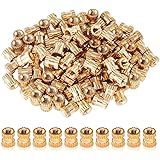 Hilitchi 100 Pcs Female Thread Brass Knurled Threaded Insert Embedment Nuts, Embed Parts, Pressed Fit into Holes for 3D Print