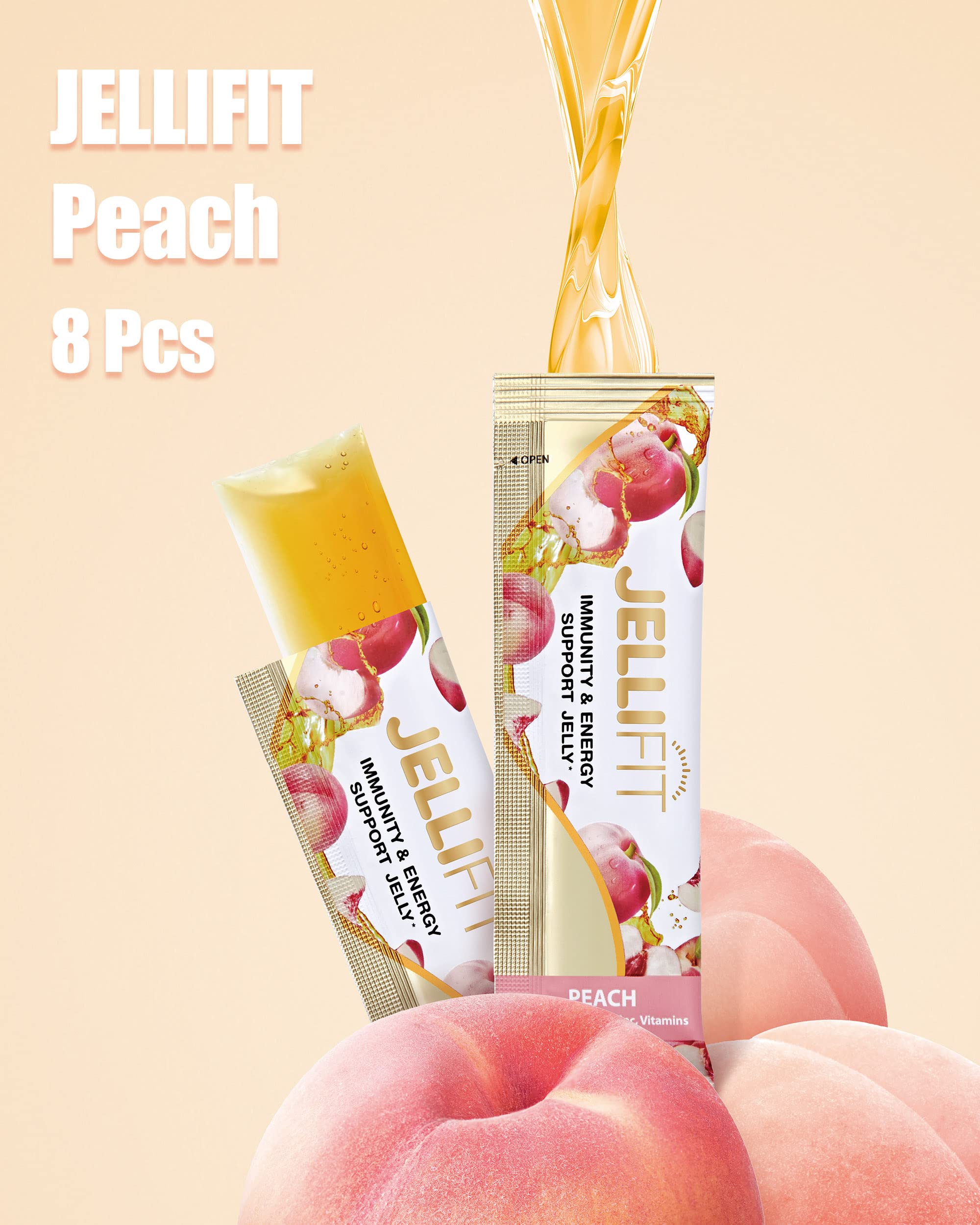 Jellifit Pack of 8 Energy Gel - Pre Workout Energy Gels for Running - Gelatin and Gluten Free Energy Supplements - Sports Nutrition with 30mg Caffeine for High Performance