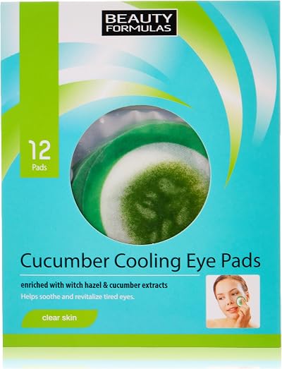 Beauty Formulas Cucumber Cooling Eye Pads 12 Pack Refresh Tired Eyes Reduce