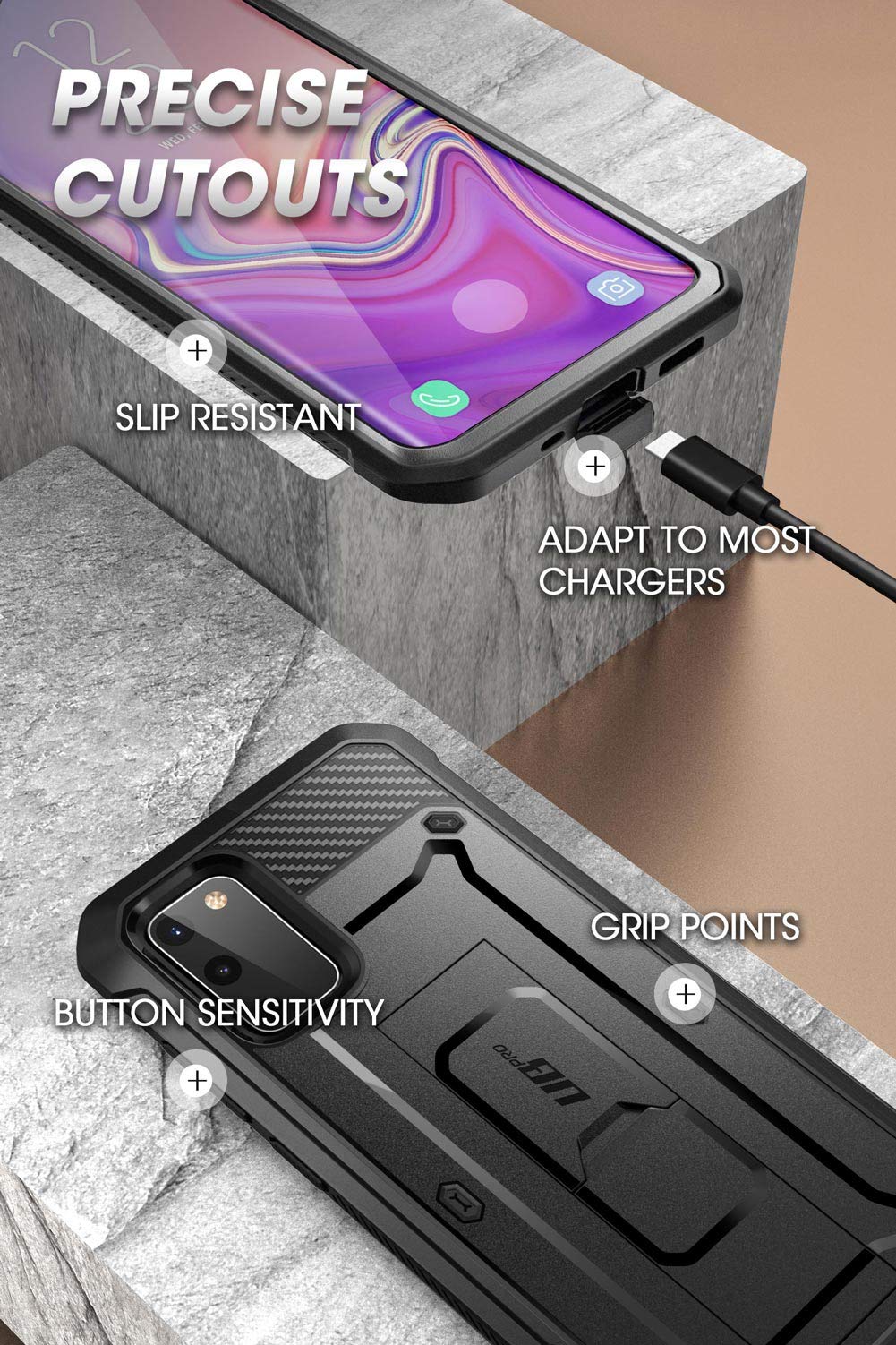 SUPCASE Samsung Galaxy S20 FE 5G Case (Unicorn Beetle Pro) | with Screen Protector | Built-in Stand & Belt-Clip | Heavy Duty Full-Body Rugged Protective | Black