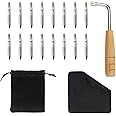 INKNOTE 16 PCS Tuning Pin with L-shape Wrench Gooseneck Hammer Lever and Dust Free Cloth for Lyre Harp Zithers Harpsichord Dulcimer and Other Primitive Stringed Instruments
