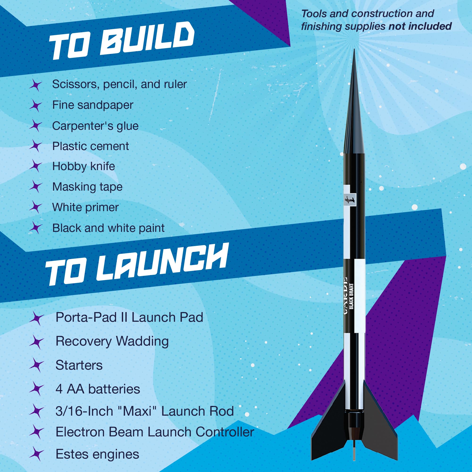 Estes 7243 Black Brant II Rocket-Building Kit, Advanced Dual-Body Flying-Rocket-Model Kit for Ages 10+