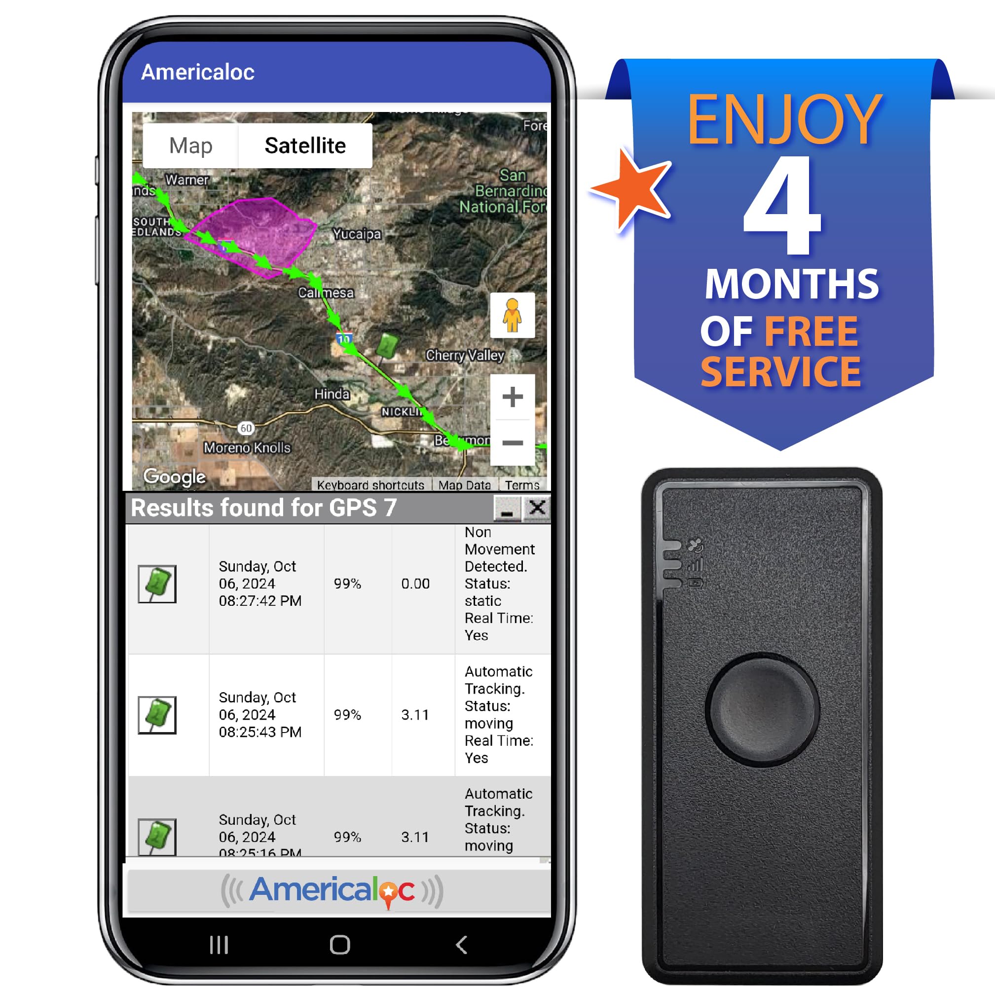 Americaloc Mini Seven GPS Tracker – Includes 4 Months of Free Service. Ultra-Long Battery. Vehicles, Assets & People. Rechargeable. Magnetic.