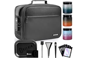 OZCHIN Activated Carbon Fiber Bag with Combination Lock, Large Storage Bag with Airtight Glass Jars & Waterproof Zippers Box, Large Travel Bag for Home Organization & Holiday Gifts