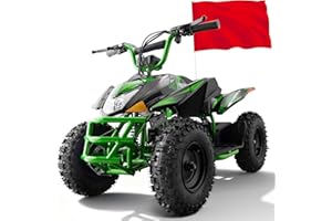 SUNDERWELL 36V Electric 4 Wheeler for Kids, 500W Electric ATV Adjustable Speed 12/15MPH, Kids ATV with Disc Brake, Dual Suspension and Headlights (Green01)