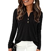 PRETTYGARDEN Long Sleeve Shirts for Women 2026 Spring Fashion Clothing Henley Tops Trendy Dressy Casual Blouses Work Outfits