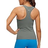 CRZ YOGA Seamless Racerback Workout Tank Tops for Women Athletic Sleeveless Scoop Neck Running Yoga Shirts