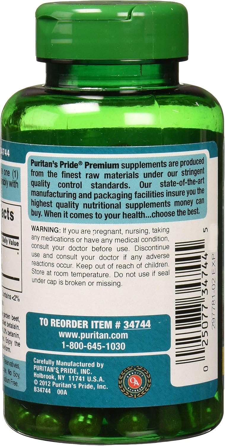 Puritans Pride Beet Root Extract 500mg, 90 Count: Health & Personal Care