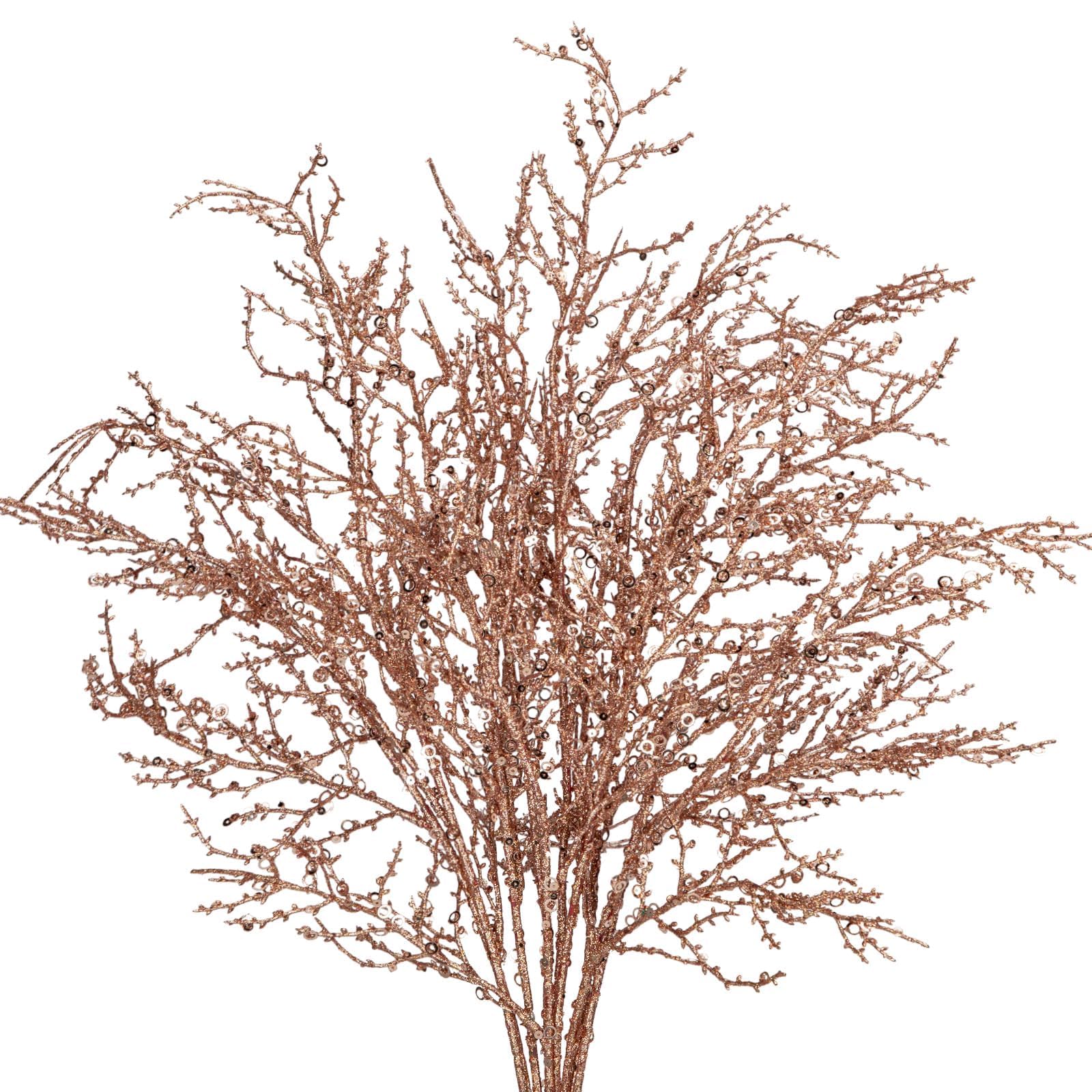 Photo 1 of 30.7" Christmas Champagne Glitter Stems, 5Pcs Artificial Spray Leaf Picks Tall Branches for Christmas Tree DIY Xmas Wreath Garland Arrangement Vase Bouquets Table Centerpieces Decoration Home Décor