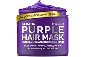 Sunatoria New Keratin Purple Hair Mask- Blonde Hair Purple Toner - Repair & Nourishment Treatment For Bleached, Brassy Hair - Blue Hair Mask, No Yellow Tones - Deep Conditioner For Color Treated Locks