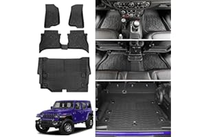 UTIIY Cargo Mat with Floor Liner Compatible with 2021-2024 Jeep Wrangler JL Unlimited 4XE 4 Door, Cargo Liner TPE Floor Mat for 2024 Jeep Wrangler JL/JLU Accessories(Cargo Mat+Floor Mat)