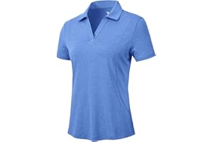 YSENTO Womens V-Neck Golf Apparel Shirts Clothes Outfits Collared Polo Shirts UPF 50+ Dry Fit Short Sleeve Tennis Tops