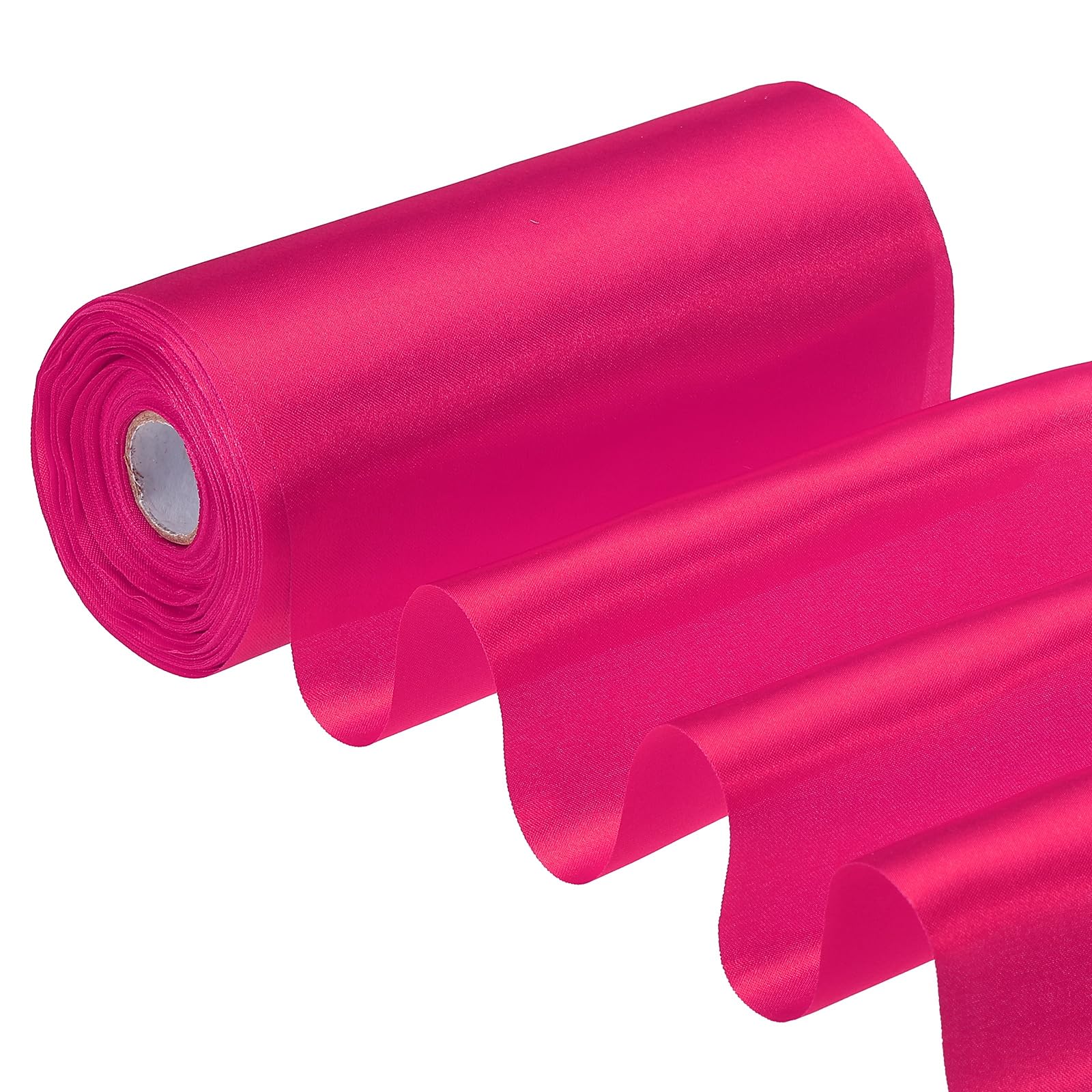 PATIKIL 6 Inches x 22 Yards Satin Ribbon Roll, Gift Wrapping Ribbon for Cutting Ceremony Kit Grand Opening Car Bow Chair Sash DIY Sewing Craft Wedding Party Decoration, Rose Red